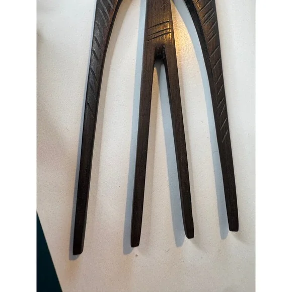 VTG Hand Carved Ebony Wood Swallow Bird Hair Combs African Folk Art Set of 3